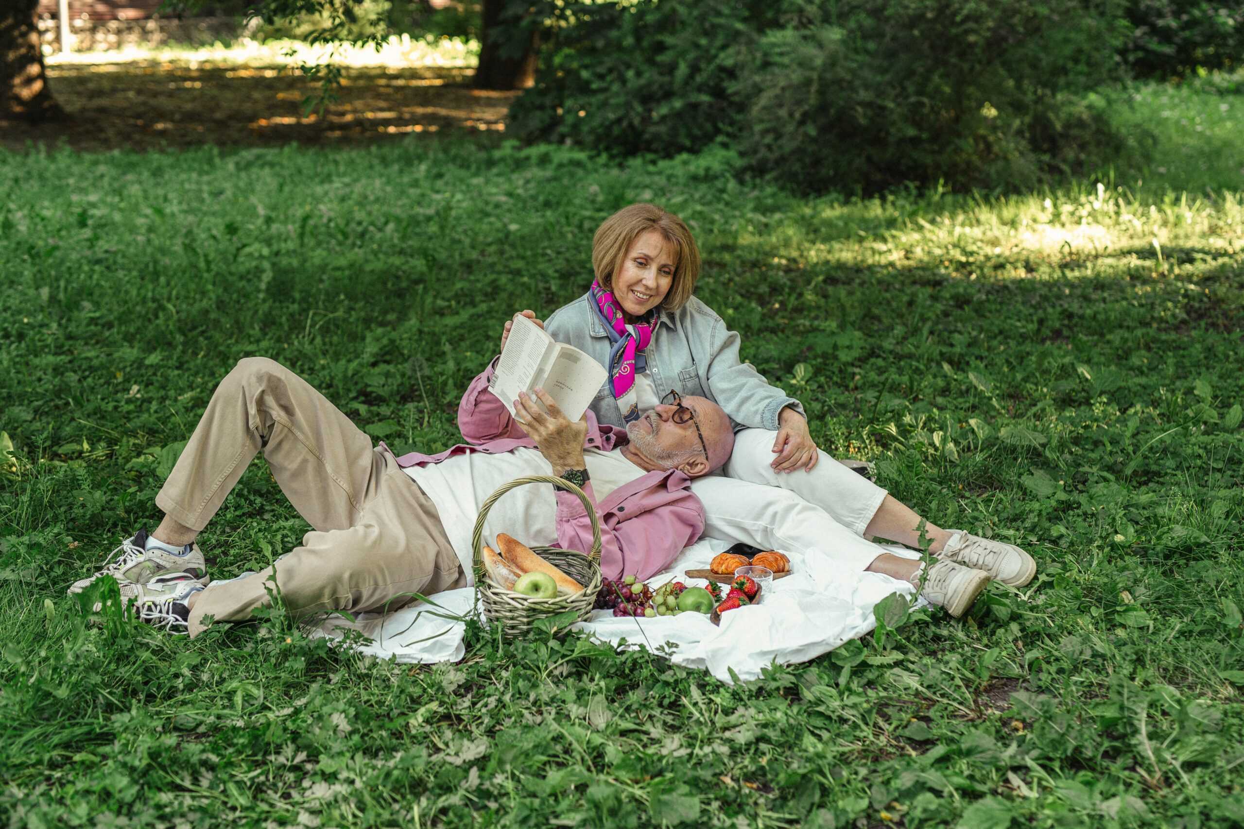senior couple having a picnic